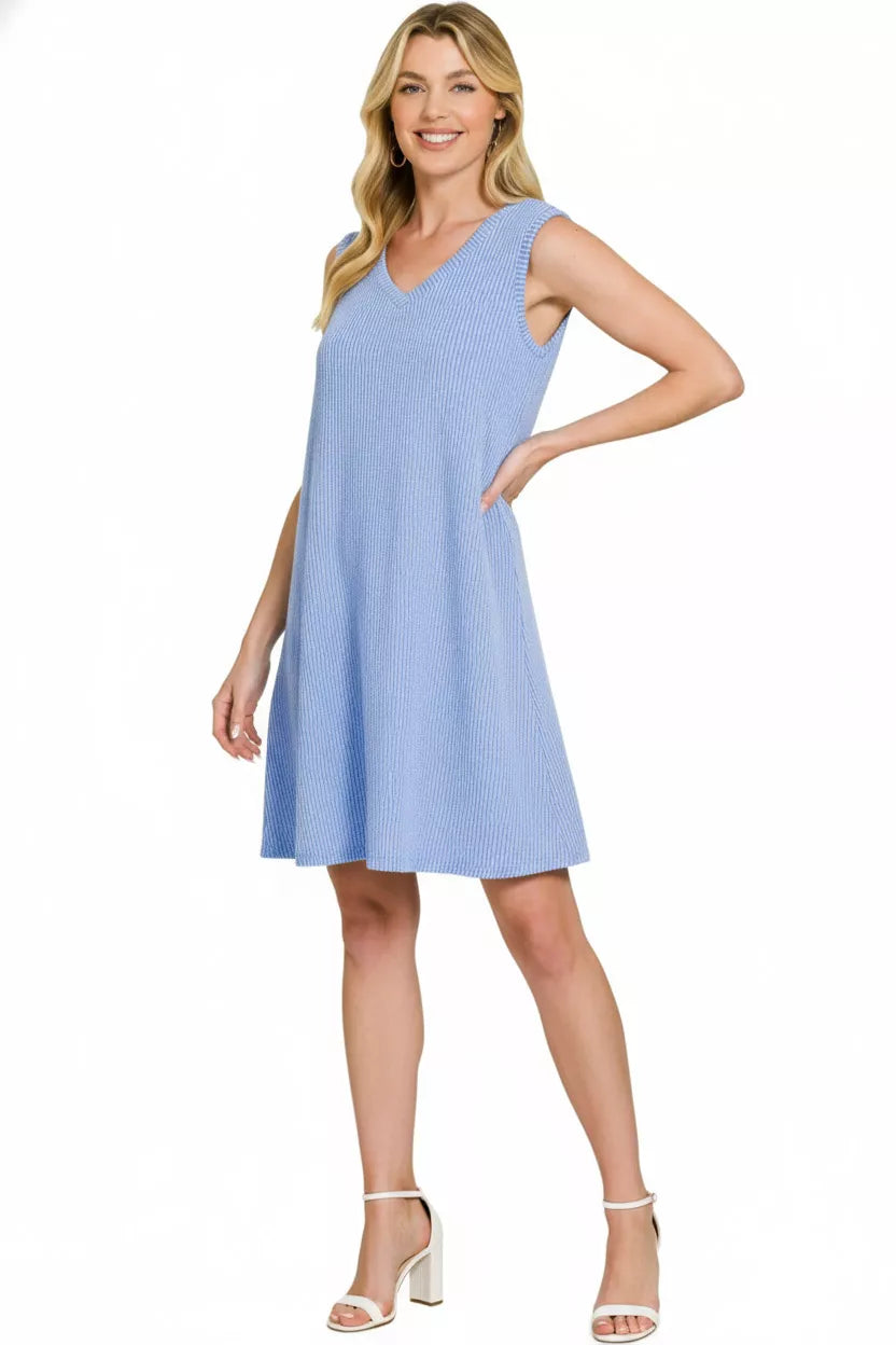 Zenana Raised Rib Sleeveless Mini Dress