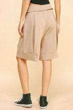 Davi & Dani Fold Over Waist Band Strap Detail Short