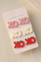 Pink 3 Pairs Different Colors XOXO Earrings