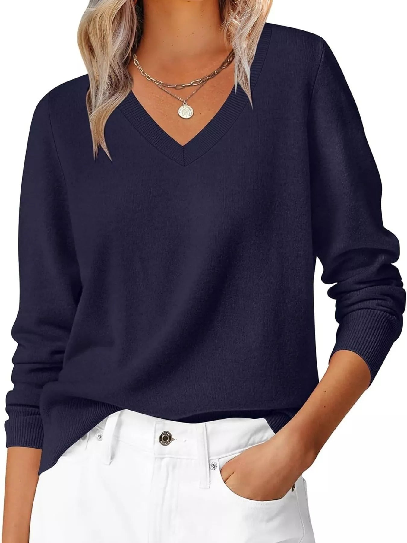 Classic V-Neck Long Sleeve Sweater
