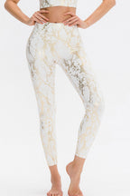 Animal Print Slim Fit Wide Waistband Long Sports Pants
