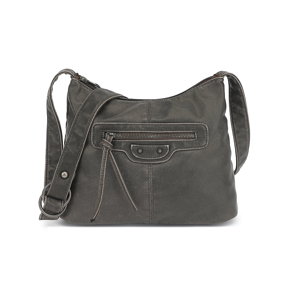 Washed Large Crossbody with Front Zip Pockets