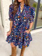 Floral Print Ruffle Hem Mini Dress