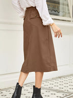 Front Slit Shift High Waist Midi Skirt
