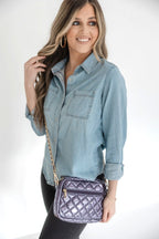 SueEllen Quilted Small Crossbody Bag with Gold Cha