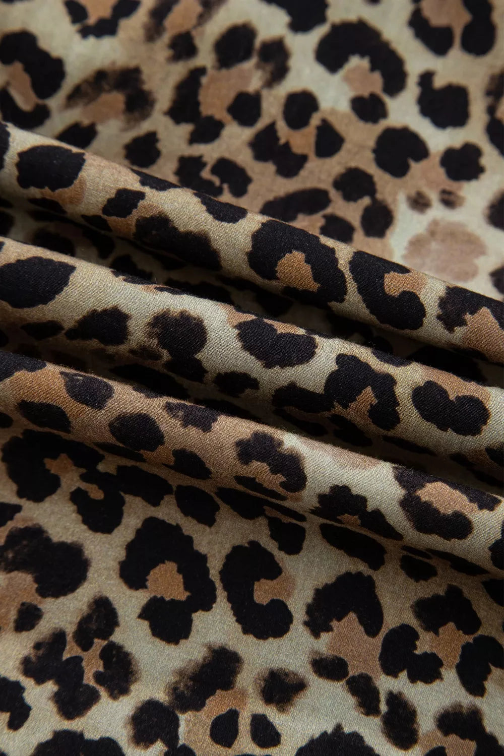 Contrast Striped Trim V Neck Leopard Shirt