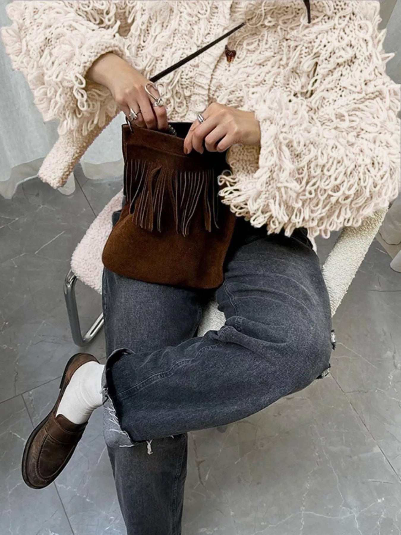 Fringe Button Up Cardigan