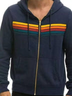 Full Size Striped Zip-Up Hoodie Plus Size
