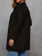 Full Size Open Front Longline Outerwear Plus Size