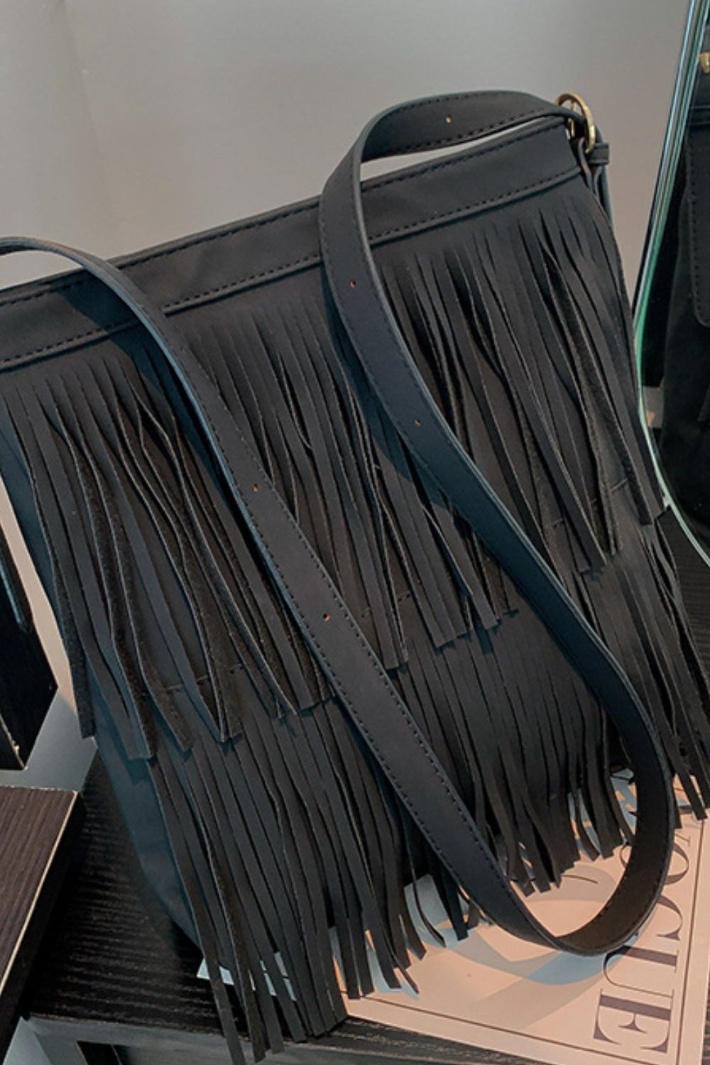 Double-Layered Fringe Shoulder Bag