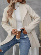 Lapel Collar Single-Button Wool Blend Overcoat