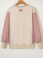 Stripe Sleeve Patchwork Casual Sweatshirt