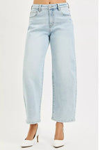 RISEN High Rise Crop Barrel Jeans