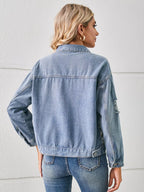 Snake Print Button Up Denim Jacket