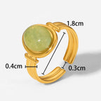 Vintage Natural Stone Gold Plated Adjustable Ring