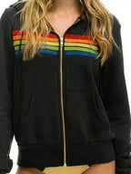 Full Size Striped Zip-Up Hoodie Plus Size