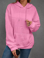 Full Size Textured Embossed Long Sleeve Hoodie Plus Size