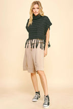 Davi & Dani Fold Over Waist Band Strap Detail Short