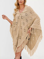 Fringe Openwork Knit Cover Up