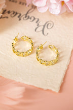 Gold Plated Heart Link Hoop Stud Earrings
