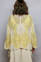 POL Open Front Crochet Cardigan with Granny Square Pattern