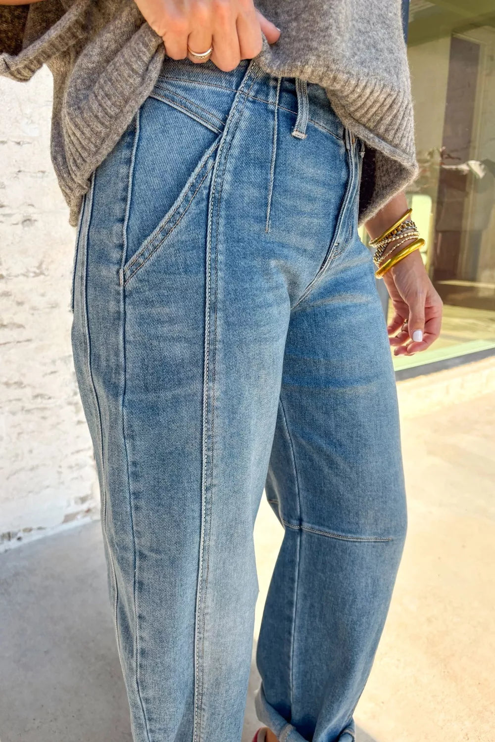 Washed Wide Leg Jeans