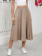 Elastic Waist Skirt With Pockets