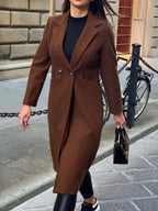 Lapel Collar Wool Blend Overcoat