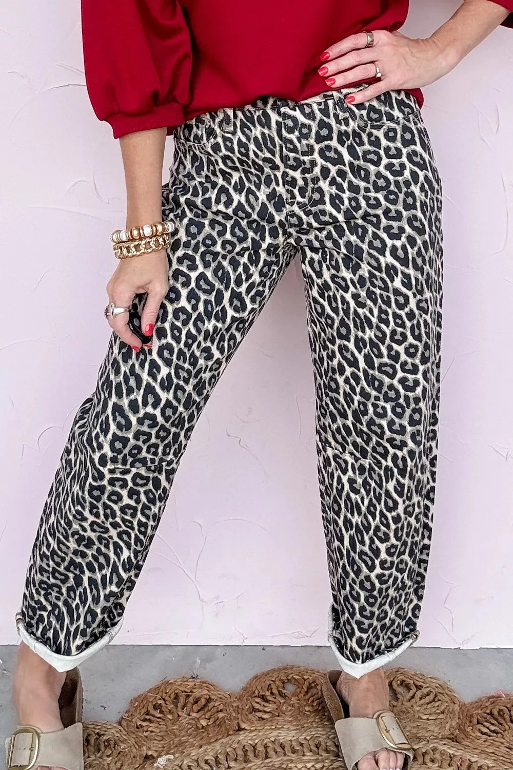 Leopard Print Relaxed Fit Jeans