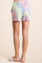 BiBi Tie Dye French Terry Casual Shorts with Twill Tape
