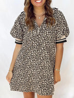 Leopard Print Zip-Up Mini Dress