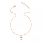 18K Gold-Plated Rhinestone Cross Necklace