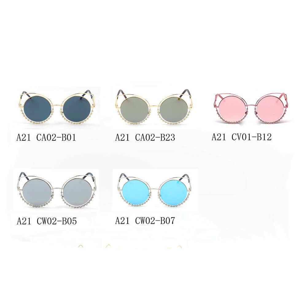 Holland - Pearl-Studded Cut-Out Cat Eye Princess Sunglasses