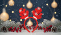 Red Reindeer Antler Headband with Snowflake