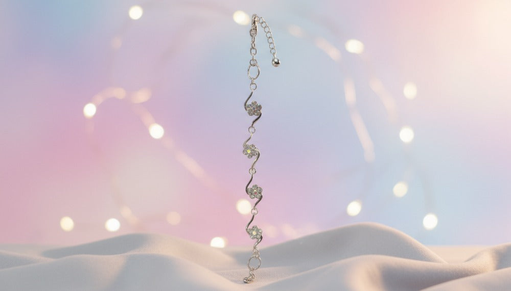 Delicate Floral Silver Bracelet