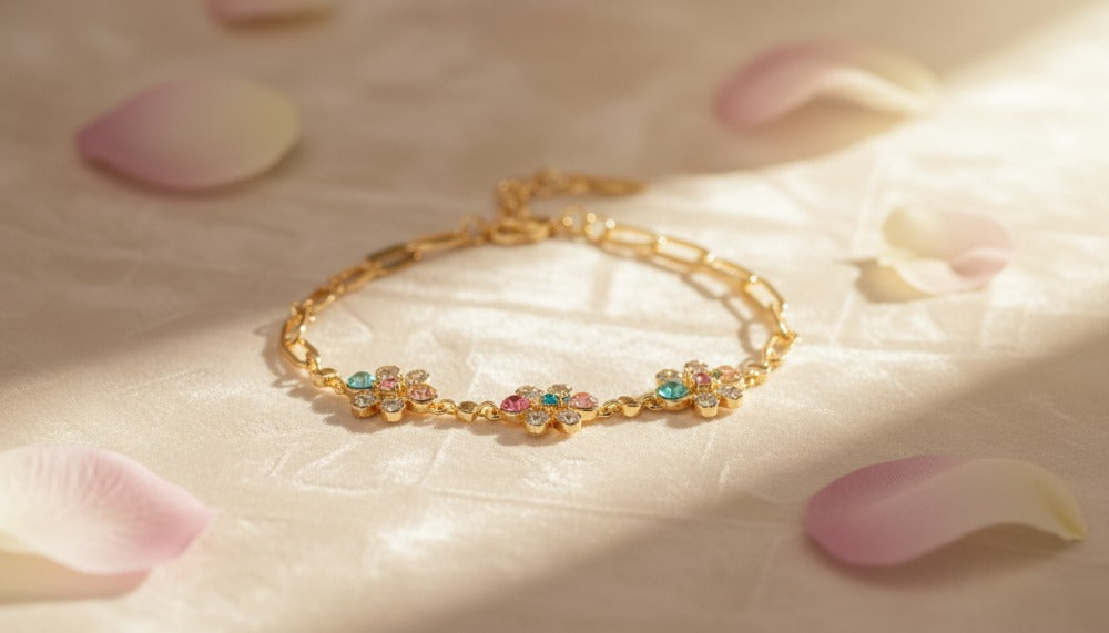 Colorful Floral Gold Bracelet