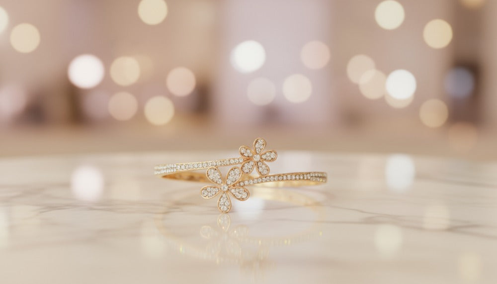 Sparkling Floral Gold Bangle