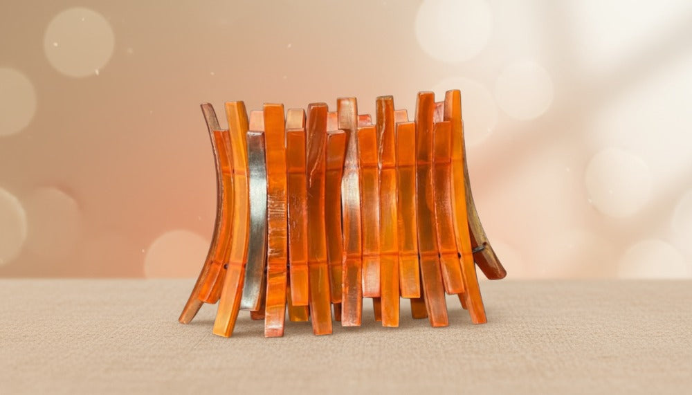 Rustic Amber-Toned Horn Cuff Bracelet