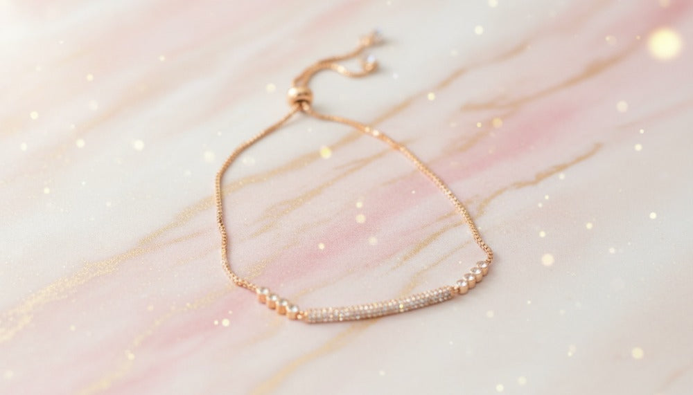 Rose Gold Bracelet with Shimmering Diamond Accents
