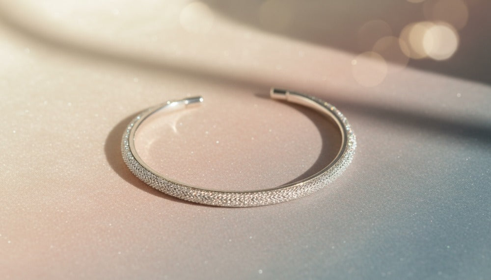 Sparkling Silver Open Cuff Bracelet