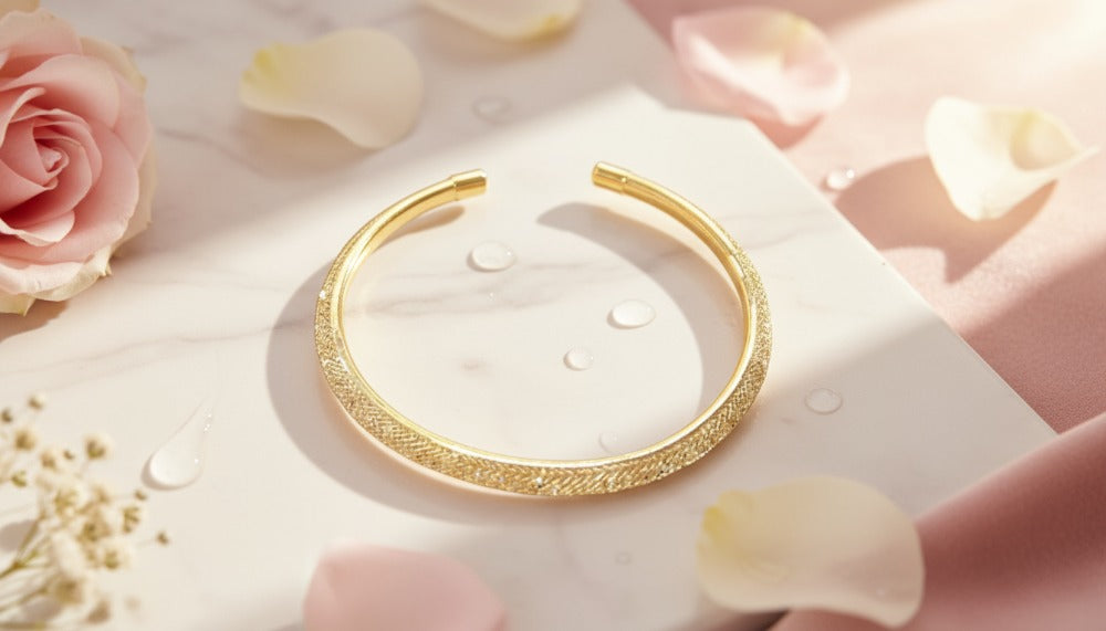 Elegant Textured Gold Cuff Bracelet