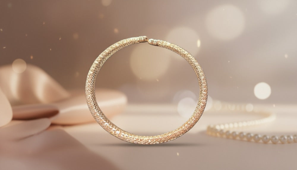 Textured Gold Bangle with a Luxurious Shimmer
