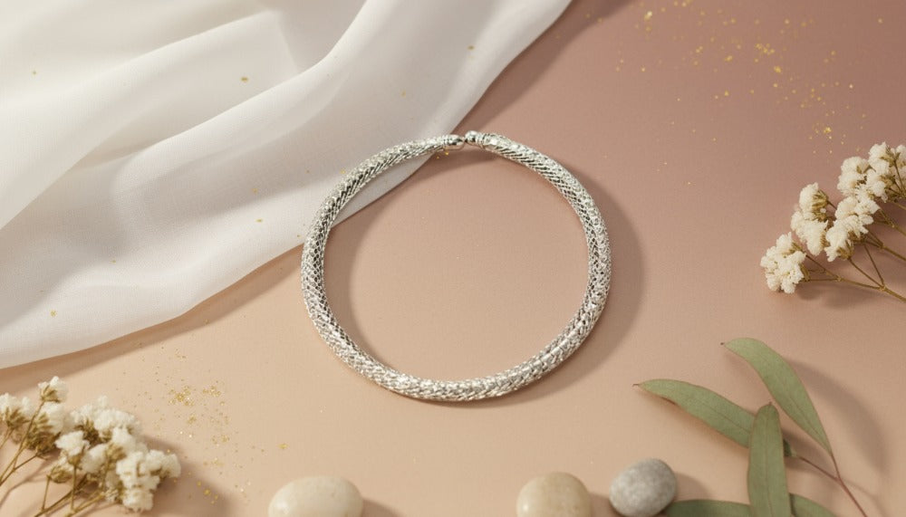 Woven Silver Necklace with a Refined Shine