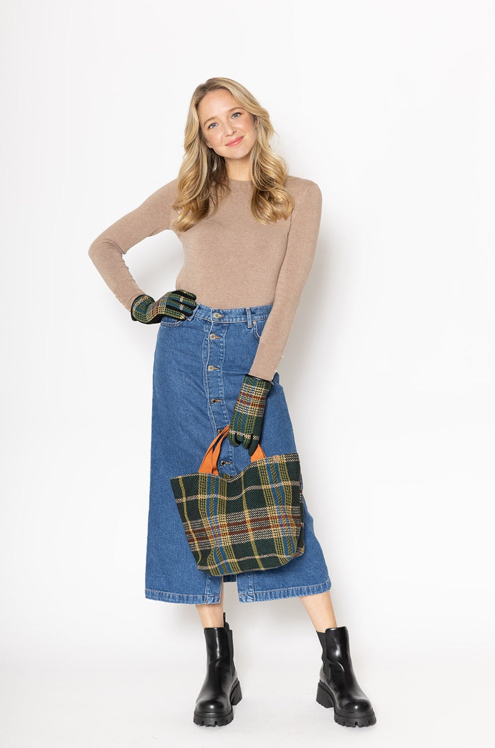 Large Plaid Tote Bag