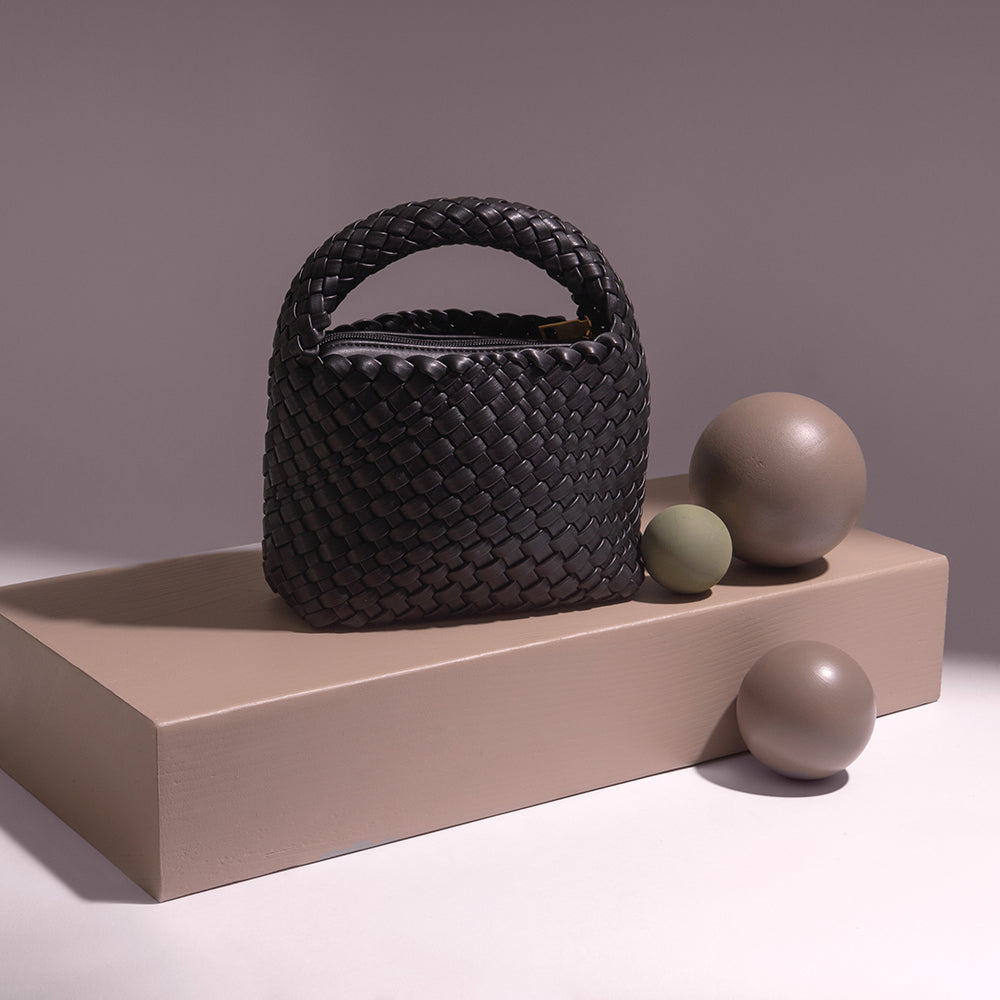 Sylvie Black Recycled Vegan Top Handle Bag