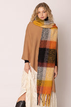 Plaid Cozy Scarf With Fringe