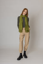 Solid Cozy Scarf With Fringe