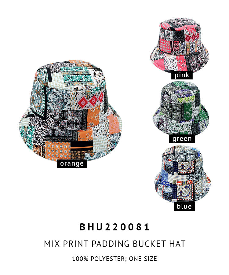 Mix Print Padding Bucket Hat