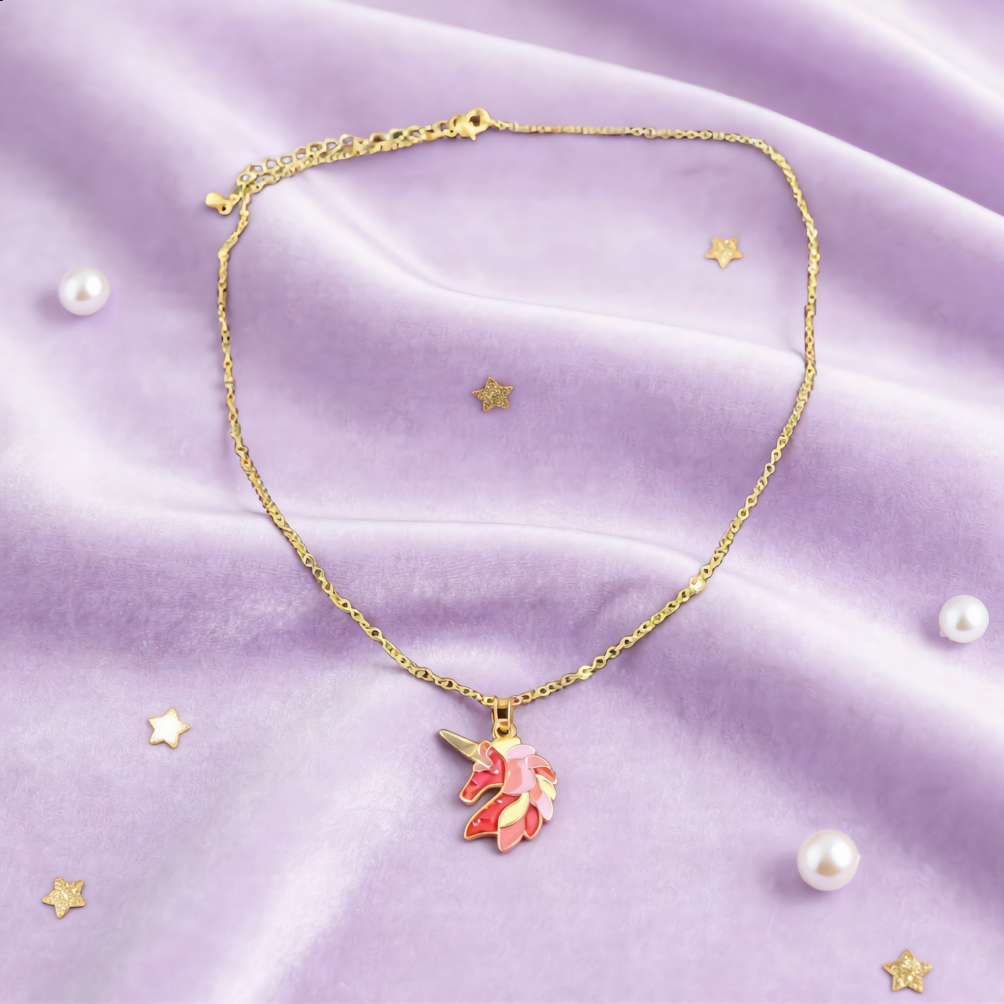 Gold-Tone Necklace with Unicorn Pendant