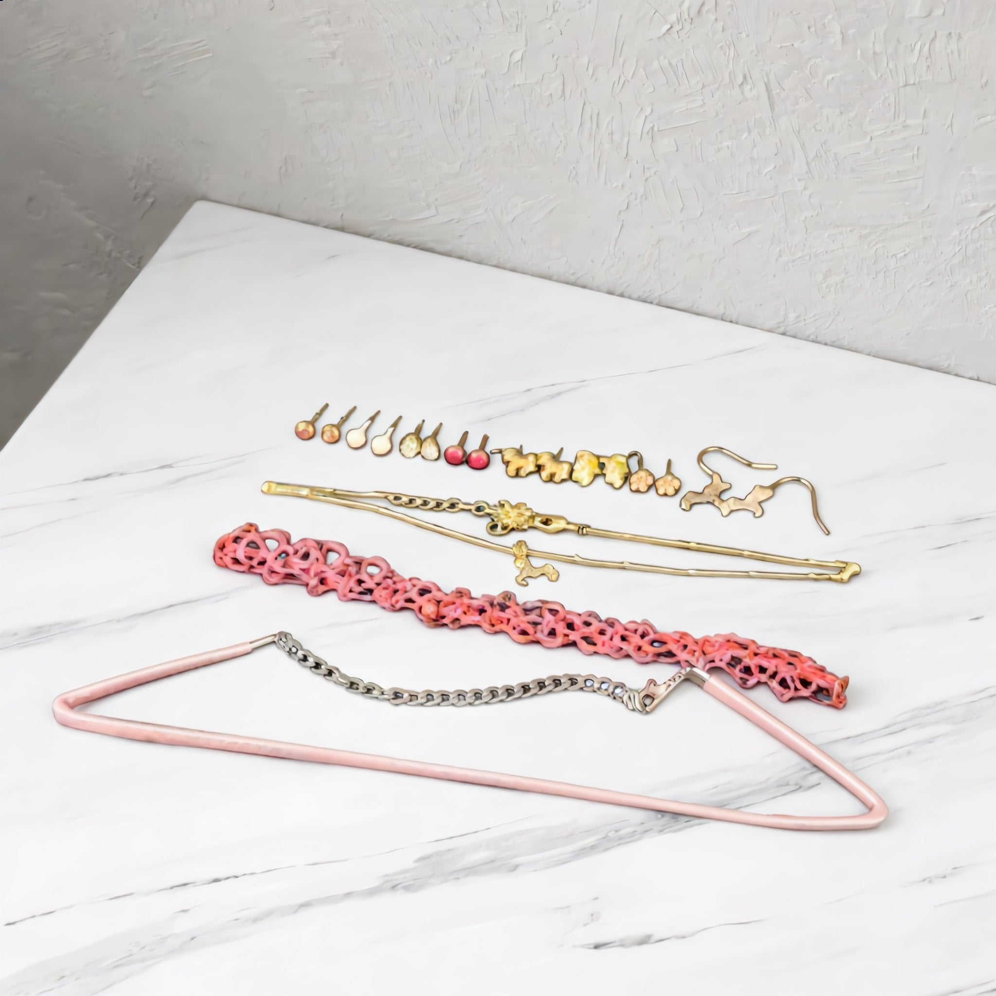 Pink Lace Choker and Earring Set